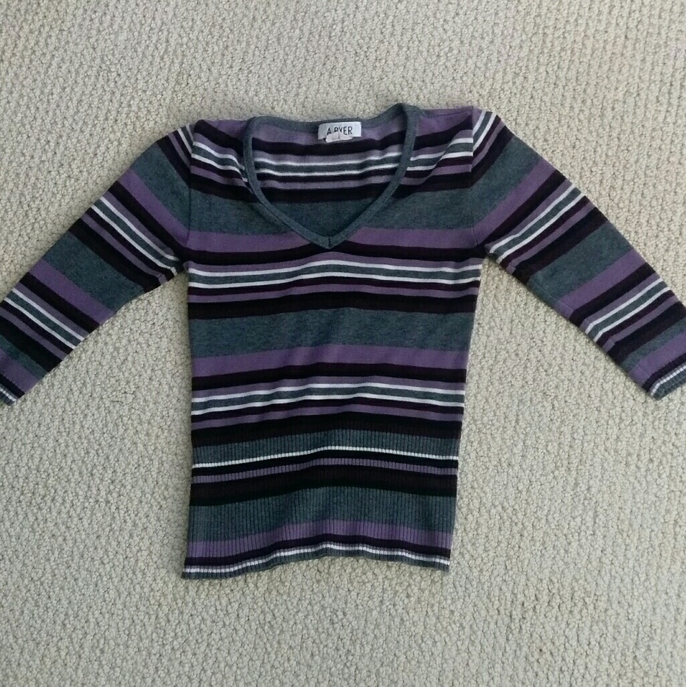Vintage 3/4 Sleeve Striped Top